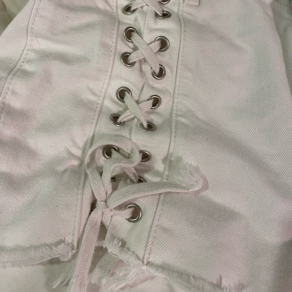 White Laced Jean Shorts - Picture 6 of 9